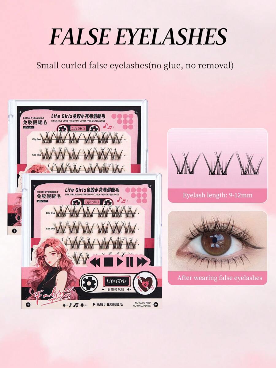 36pcs Single-Cluster Segmented C-Curled Glue-Free Reusable False Eyelashes, Natural Curl & Soft Tones, Magnify Eyes, Slouchy Starter Pack, Convenient For Daily Commute