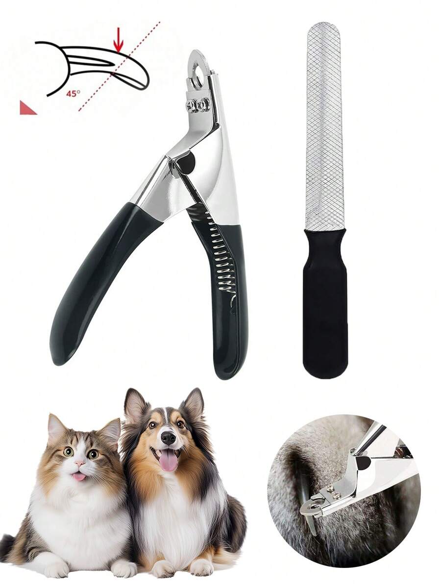 Coupe-ongles pour animaux de compagnie robuste avec protecteur et lime à ongles - Taille professionnelle en acier inoxydable pour chiens et chats, assure un découpage et un lissage précis et indolore, idéal pour une utilisation à la maison et dans un salon de toilettage
