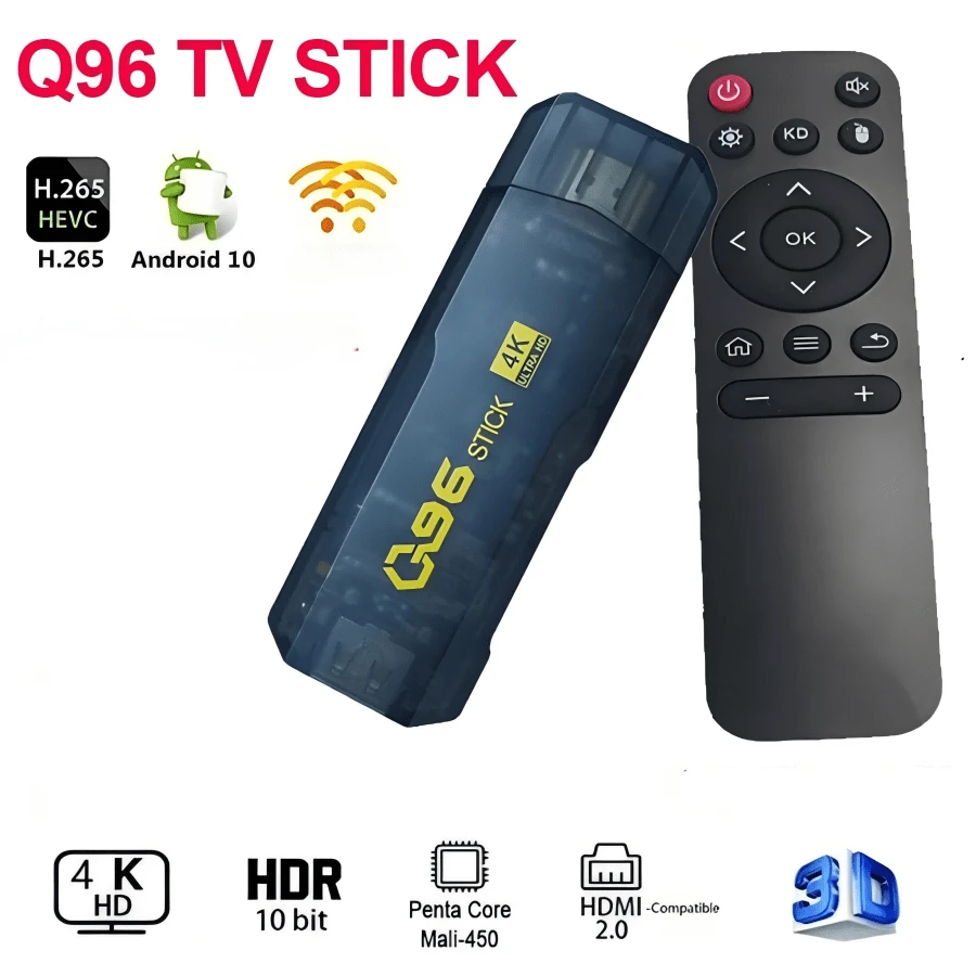 Q96 OHP Stick de TV Q96 con reproductor multimedia 4G, compatible con varias aplicaciones populares, Android 10, Amlogic S905 4K HD, Smart TV Box