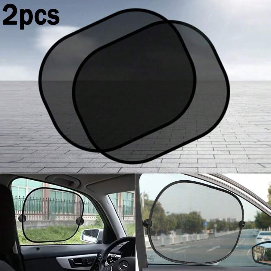 2 paquetes de parasoles de malla para ventanas laterales de coche, ajuste universal, protección UV, aislamiento térmico, cortina protectora solar para el interior del coche, color negro, adecuado para accesorios interiores del automóvil