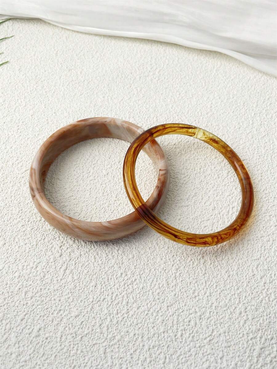 2pcs New Acrylic Resin Bracelet, Luxury Chic Versatile Accessories, Suitable For Women Party And Daily Wear