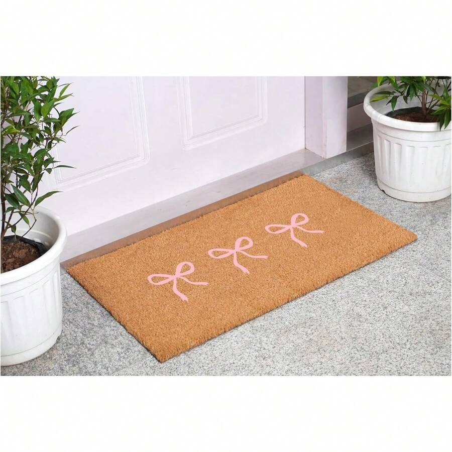 Pink Bow Trio Doormat 24" X 16" Outdoor Entrance Mat Outside Mat Home Mat