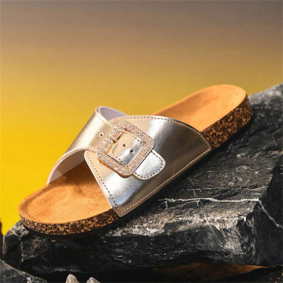 Sandalias de corcho suaves de moda de verano para mujer, sandalias casuales para interiores y exteriores de talla grande