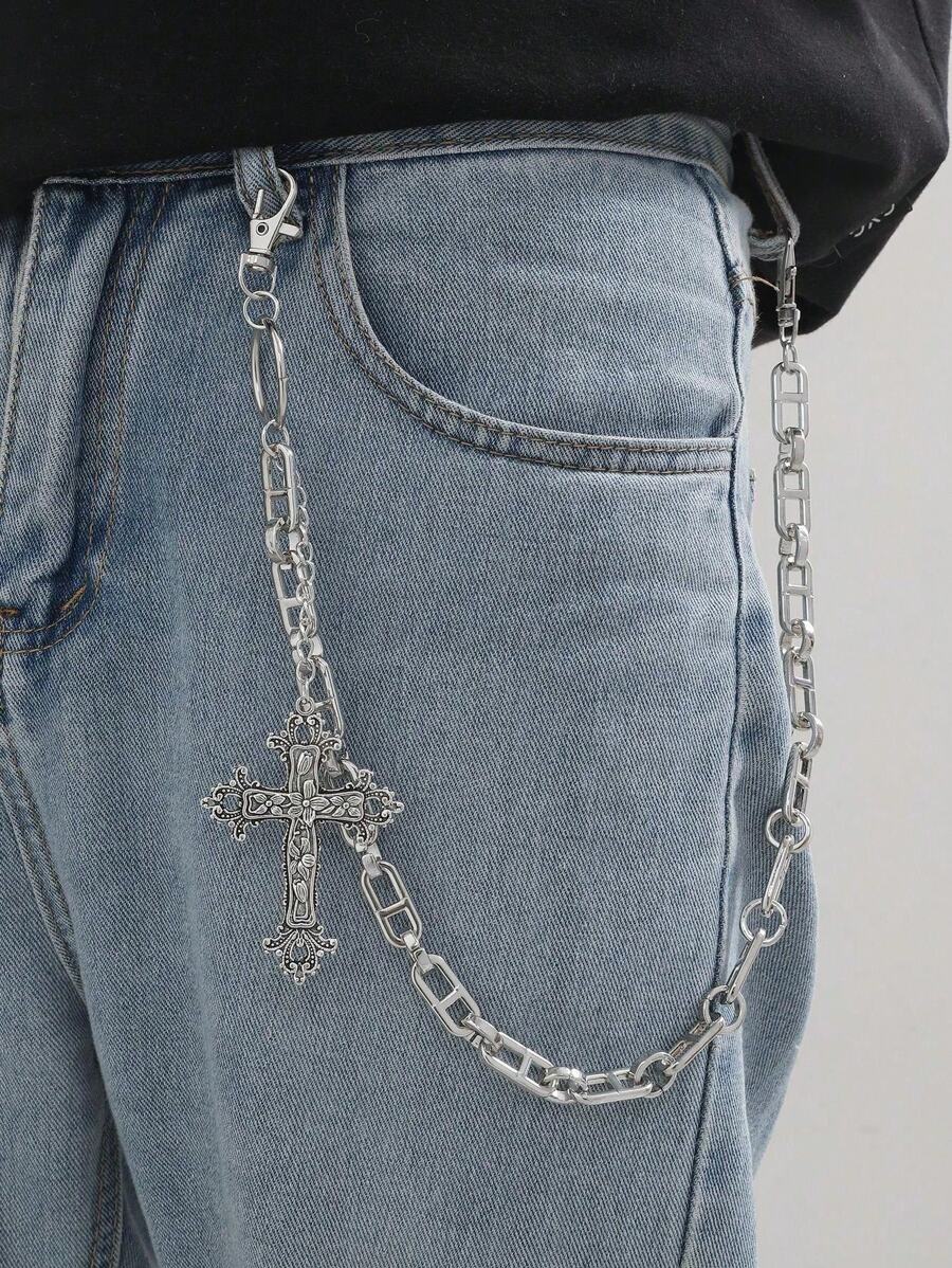 1pc Men's Large Cross Chain, Alloy Chain, Thick Chain, Decorative Pants Chain, Unisex Couples Design, Suitable For Teen, Summer Casual, Outdoor, Athletic, Vacation, Travel, Graduation Gifts, Birthday, Daily Wear