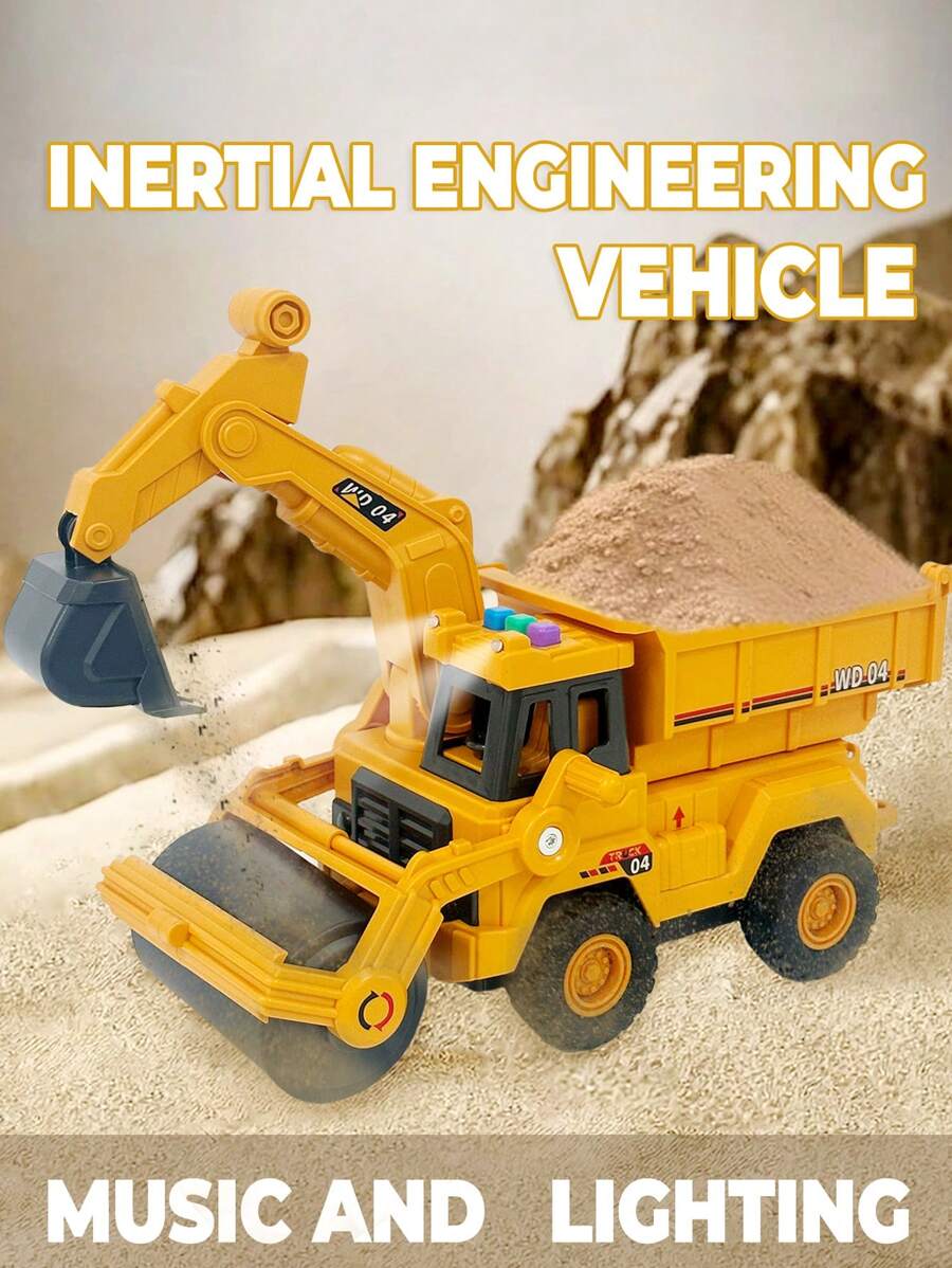 3-In-1 ABS Construction Vehicle Toy With Lights And Sounds, Includes Excavator, Dumper And Bulldozer Functions