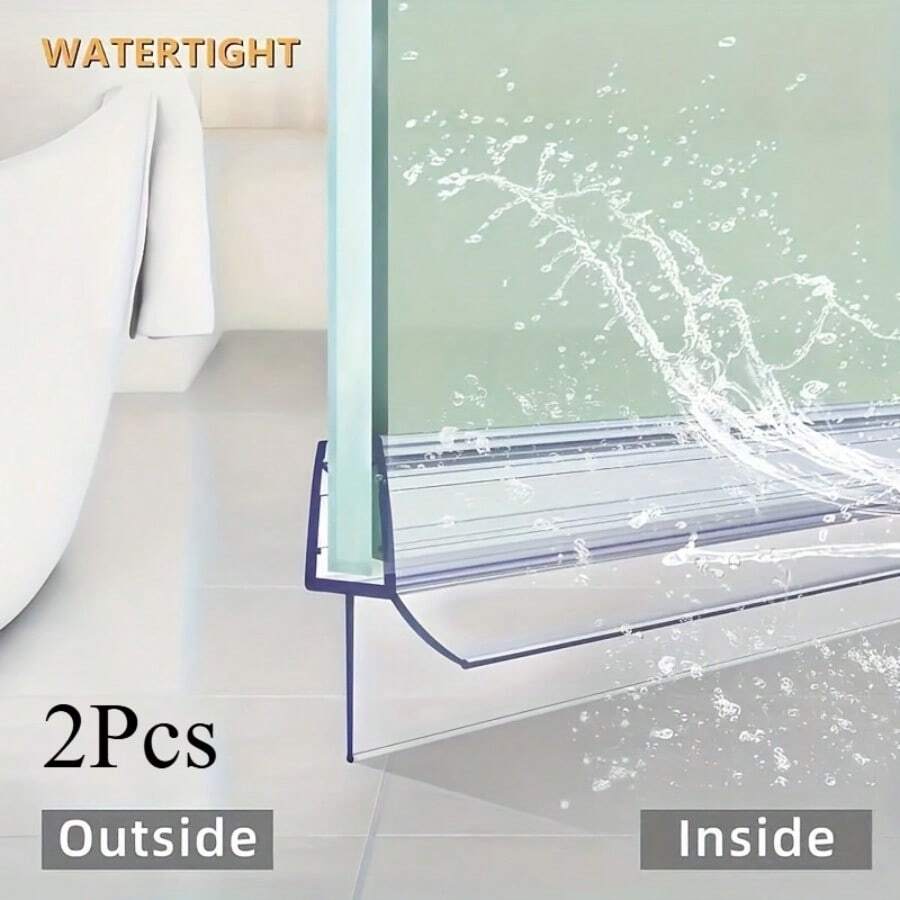 2 peças de vedação inferior para porta de chuveiro estilo clássico, para vidro de 4 a 6 mm, 50 cm, faixa de porta de vidro à prova de vazamentos para banheiro seco, fácil de instalar e durável para a volta às aulas