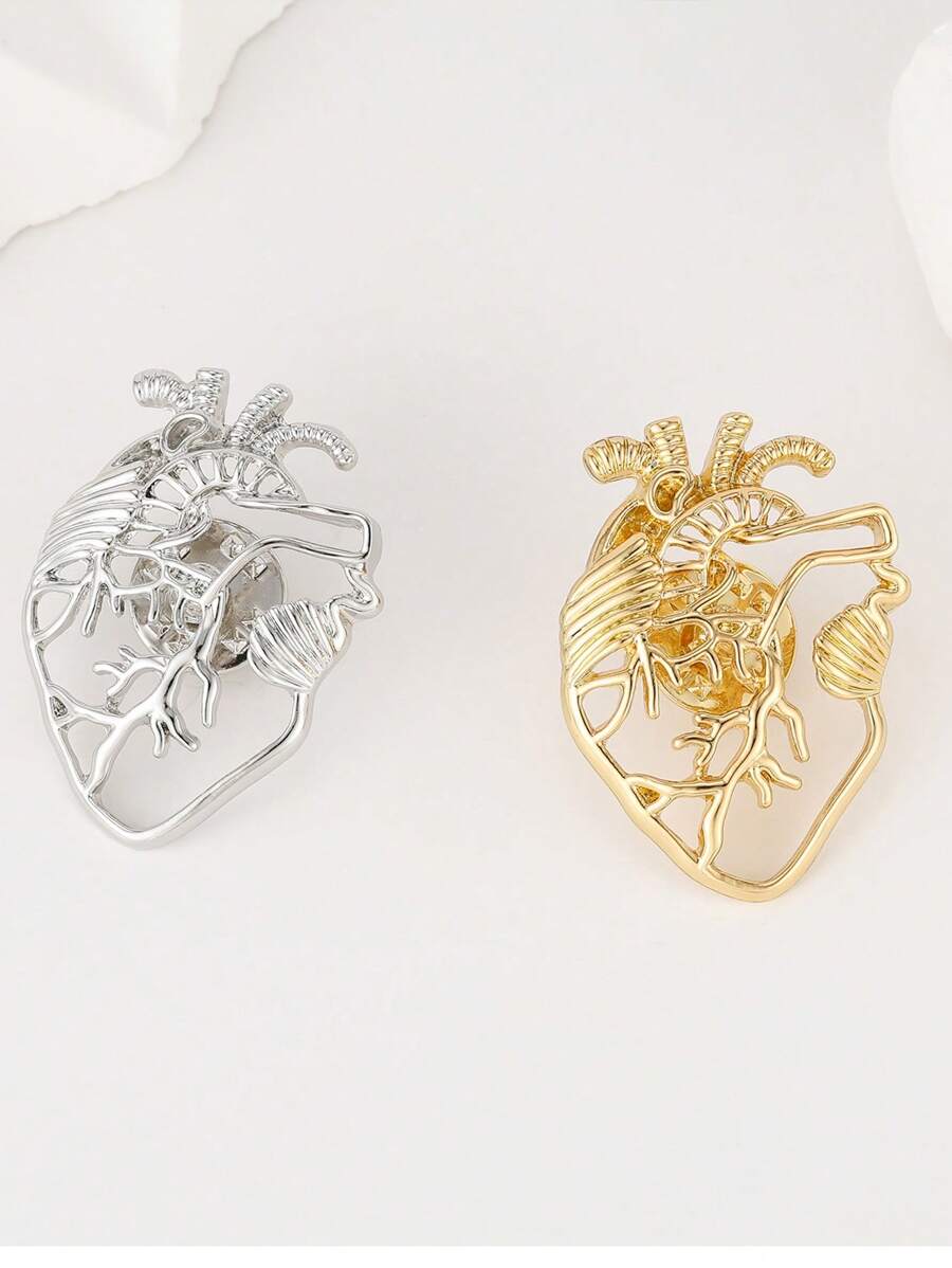 Broche cœur creux Épingle à double poumon Médecine Anatomie cardiologie Aiguille Médecin Cardiologue Sac Broche de revers Cadeau