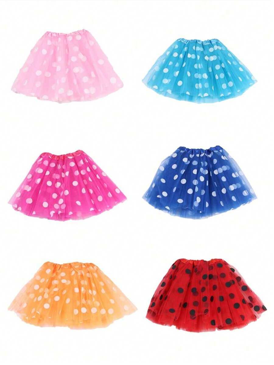 1pc Colorful Fluffy Ballet Cake Skirt, Bright Colors, Polka Dot Print, Multi-Layer Gauze Skirt, Suitable For Playing Fairy Princesses, Holiday Parties, Masquerade Parties, Halloween Carnivals, Easter Role-Playing