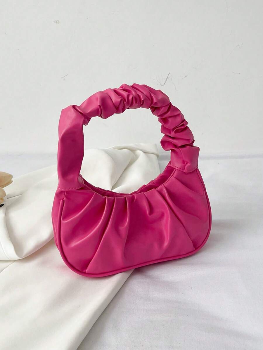 1pc New Style Fashion Simple Creative Girls Cloud Handbag Large Capacity Daily Items Storage Bag Travel Handbag Storage Bag Pleated Cloud Bag Beautiful Gentle Solid Color Niche Design Shoulder Bag Girls Fashion Underarm Bag Versatile Handbag Very Suitable For Going Out Shopping Also Suitable As A Gift For Friends