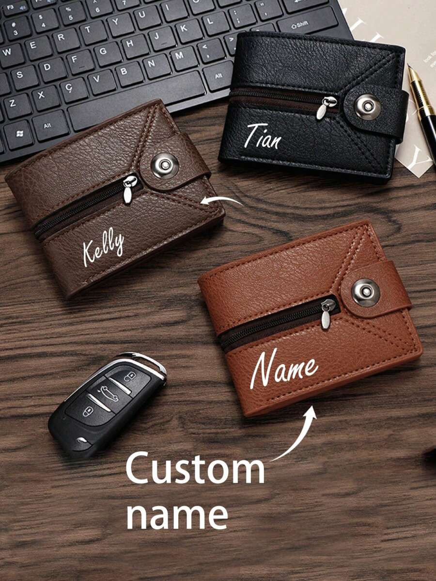 1 pièce Portefeuille personnalisé de haute qualité pour hommes, cadeau de fête des pères, cadeau pour papa, nom personnalisé, cadeaux de Noël pour maris/papas, cadeaux de Thanksgiving, cadeau pour lui | Anniversaire, garçons d'honneur, anniversaire, cadeau de remise des diplômes