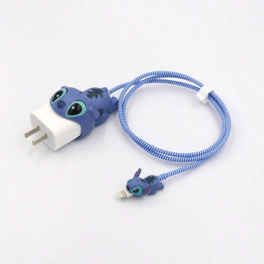 Disney Étui de chargeur au design élégant avec thème de points de couture - Accessoires de téléphone portable avec charge rapide, PVC, attache-câble, parfait pour la maison, le bureau, l'extérieur et les voyages