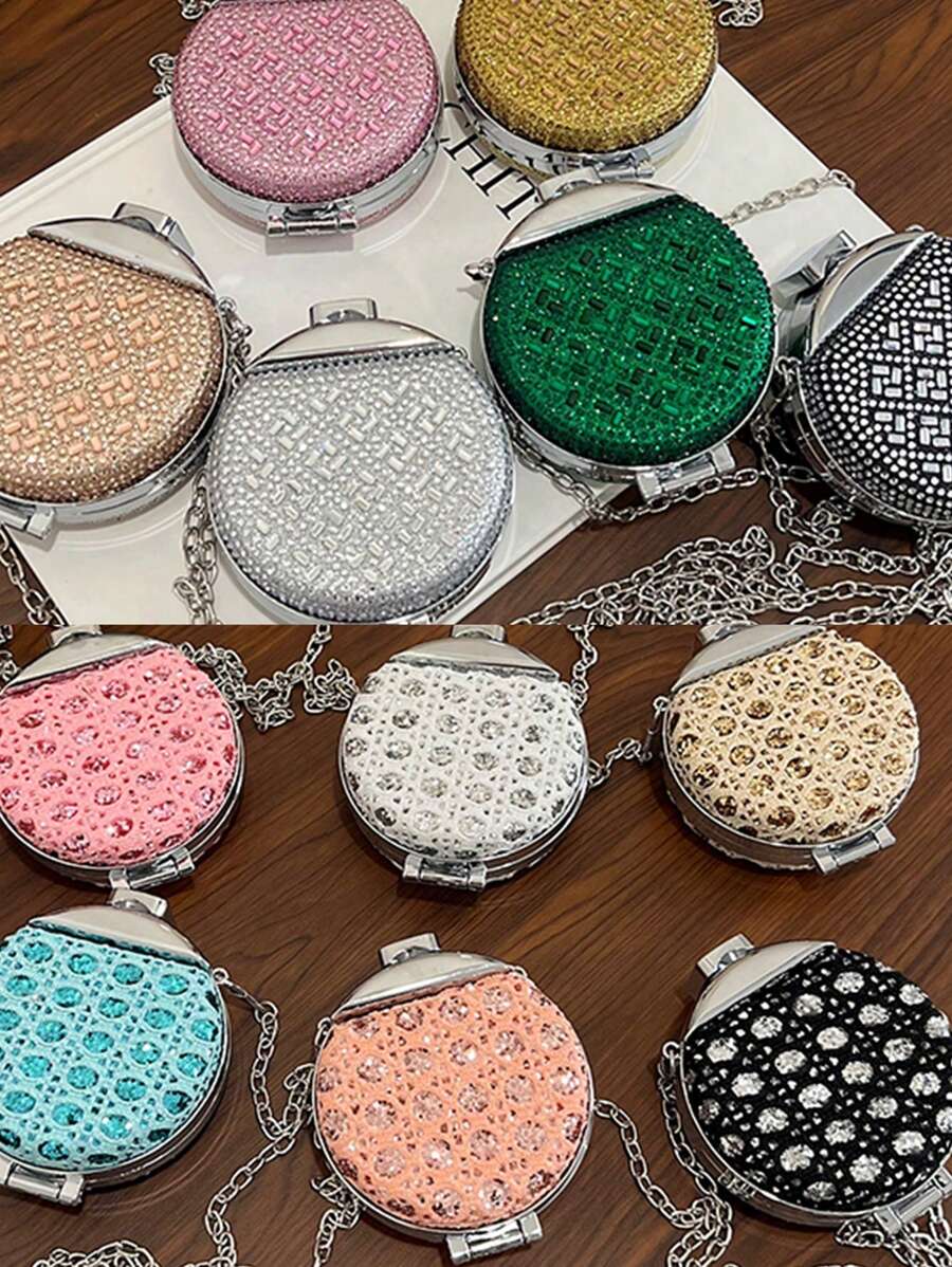 1 szt. Nowa dziewczęca mini torba na ramię z unikalnego materiału akrylowego, okrągła, z metalowym paskiem na ramię, lekka i przenośna, modna i awangardowa, odpowiednia do codziennych podróży, zakupów, imprez i jako prezent dla przyjaciół