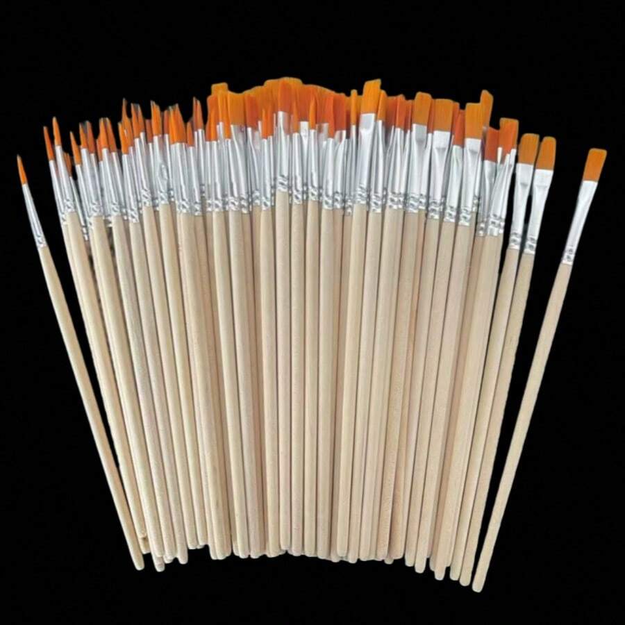 100 pezzi/50 pezzi/30 pezzi/10 pezzi Pennelli per arte e linee in plastica blu con manico, adatti per pittura, disegno e contorni, ideali per il ritorno a scuola, forniture scolastiche