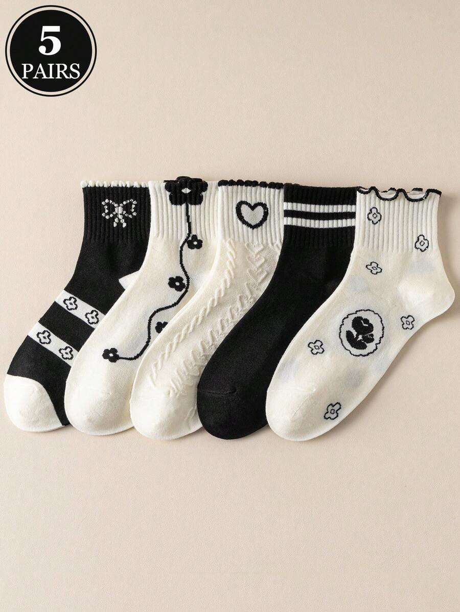 Ademende sokken met Fox Eyes Heart-streeppatroon voor dames, geschikt voor thuis, school, sport, lente/zomer