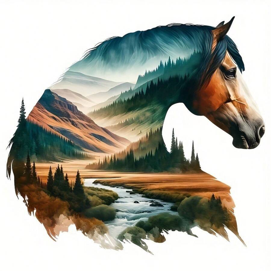 1st/2st/3st Fantasy Landscape Horse Patches - Strijkstickers voor T-shirts, sweatshirts, jeans, tassen, kledingaccessoires, maskers, rugzakken, hoeden, kussens - Wasbaar en langdurig - Voor doe-het-zelvers en modeliefhebbers - Perfect voor het personaliseren van kleding en accessoires