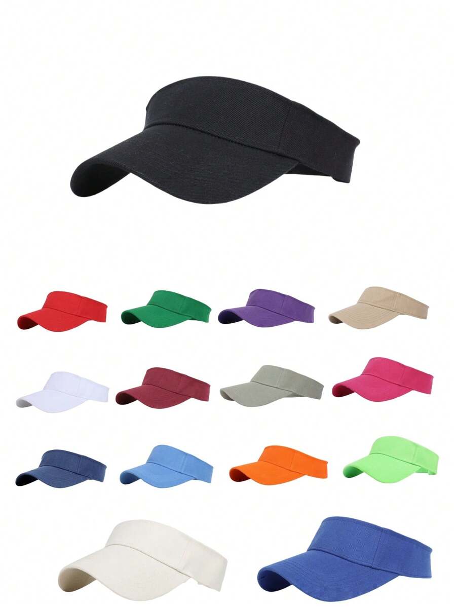 Summer Sun Hats Men Women Cotton Adjustable Visor UV Protection Top Empty Solid Sport Tennis Golf Running Sunscreen Baseball Cap