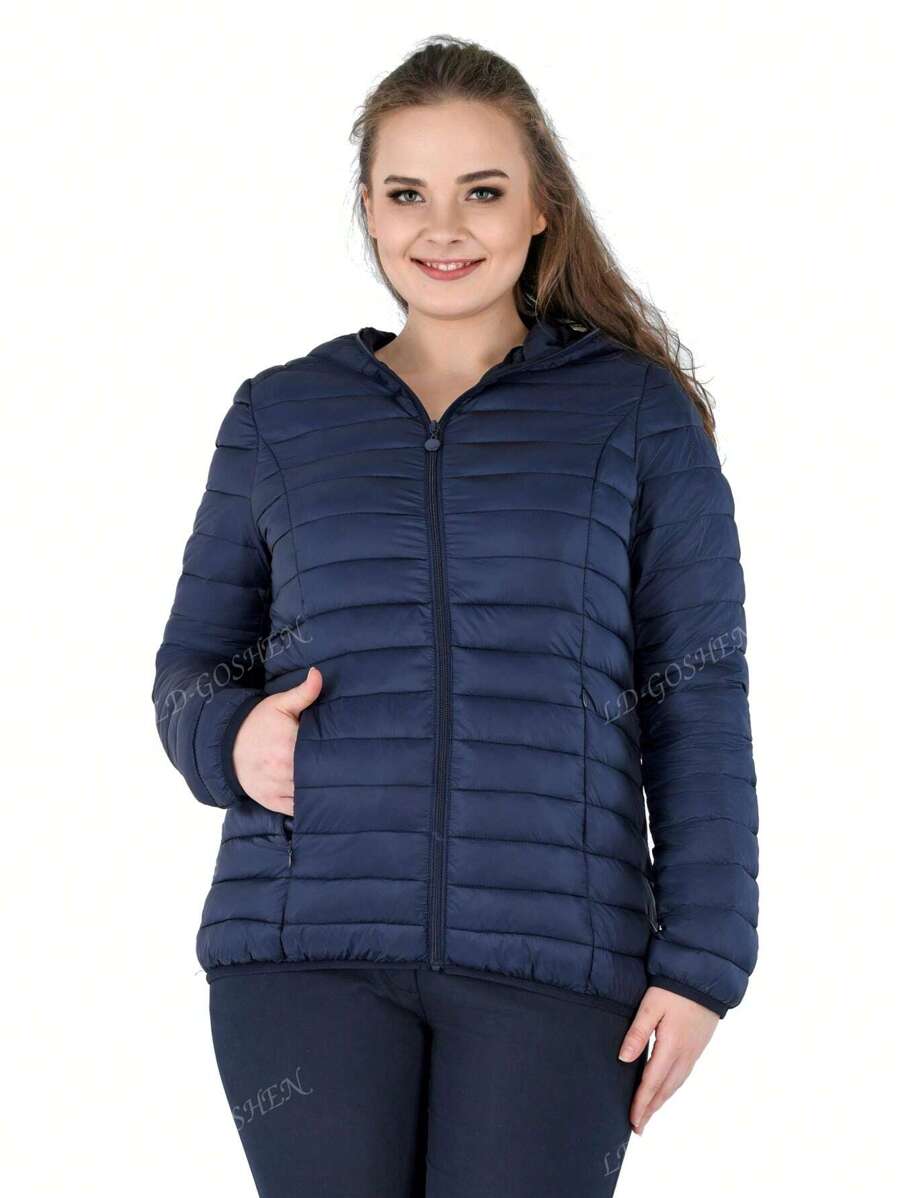 Piumino da donna taglie forti Cappotto ripiegabile con cappuccio imbottito leggero trapuntato