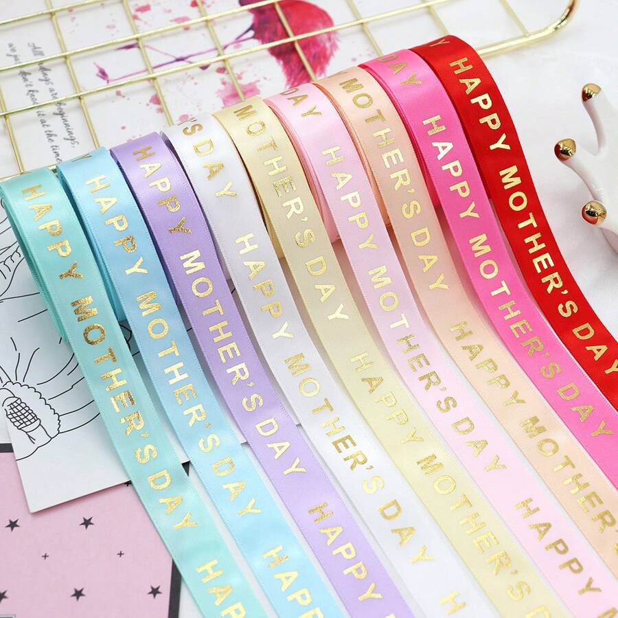 5 Yards/Lot 16mm Size Mother's Day Ribbon Stain Stripes,Bow Cap Accessories Party Gift Wrap DIY Handmade