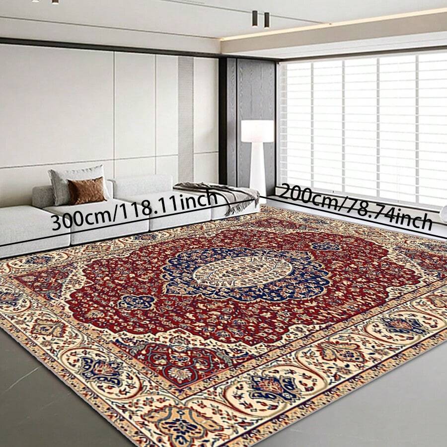 1pc Classic Style Retro Area Rug, 700g/Sqm Crystal Velvet, 5mm Thickness, Washable Non-Fading Carpet, Slip-Resistant, Suitable For Holidays And Any Space Including Hotel, Office, Sofa, Bedside, Kitchen, Laundry Room, Hallway, Porch, Entryway And Stairs Mother's Day