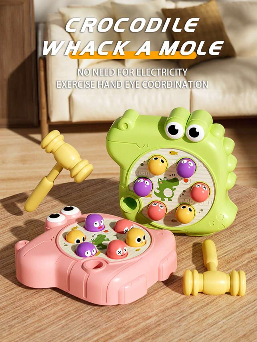 2 PIEZAS Juguete de Cocodrilo Golpea el Topo, Duradero y Sin Electricidad, Percepción de Color para Bebés y Desarrollo Cerebral, Juguete para Niños y Niñas, Juguete Educativo y de Entrenamiento Cognitivo para Niños Pequeños e Infantes