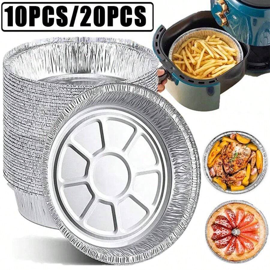 10/20 pièces Doublures rondes en feuille d'aluminium pour friteuse à air