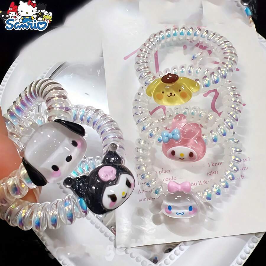 Sanrio 1pc Summer New Cartoon Phone Coil, Rubber Band Tied Bun, Ponytail Hair Tie, Cute And Versatile Hair Accessory