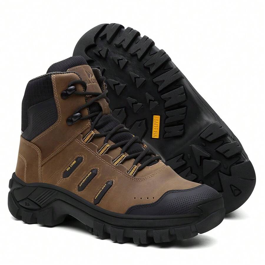 Bota Coturno Masculino Couro Reforçado Biqueira PVC