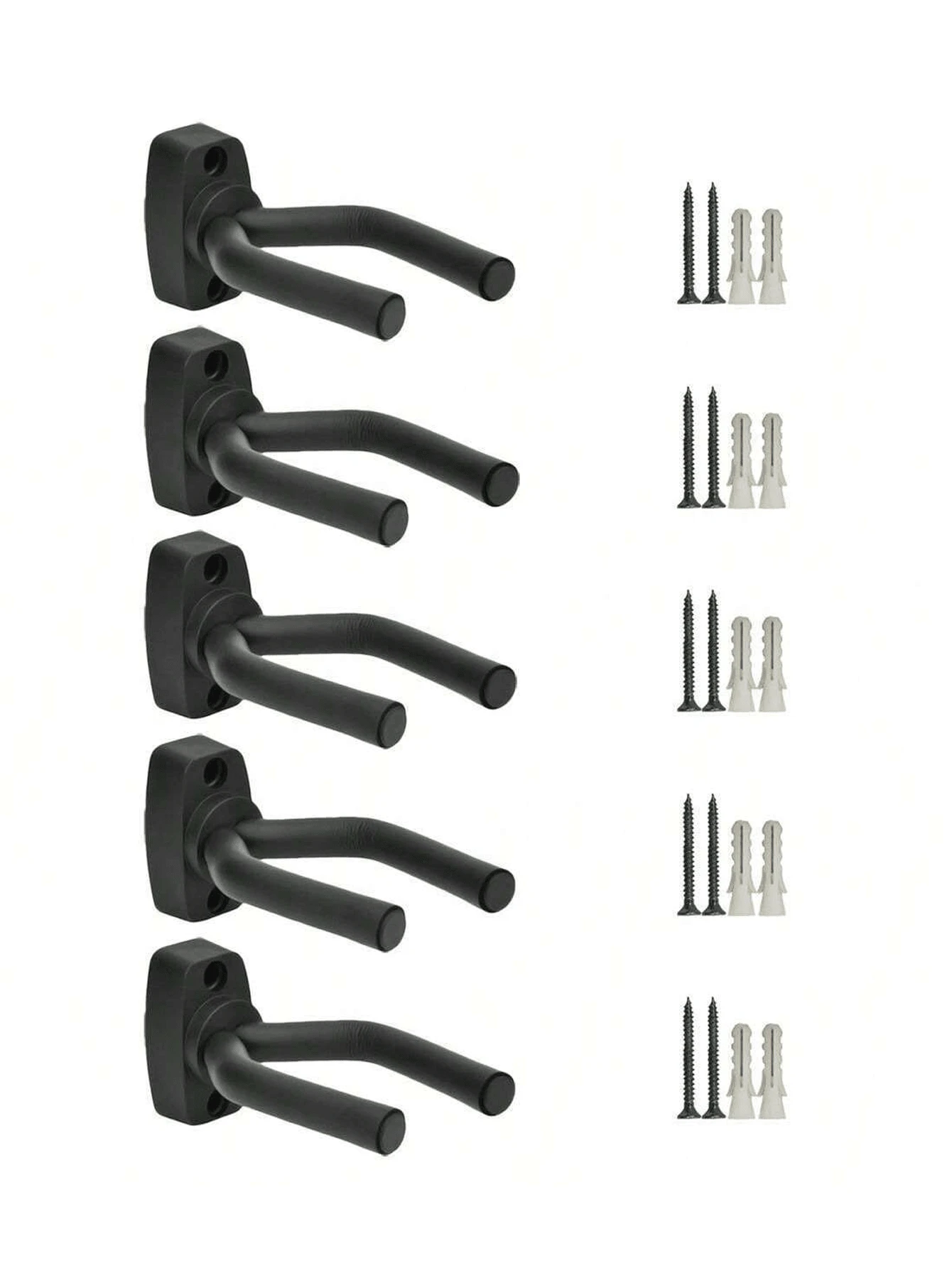 Soporte de pared para 6/4/3/2/1 piezas de guitarra, 4 paquetes, soporte de pared para guitarra con ganchos y tornillos, fácil de instalar, apto para guitarras de todos los tamaños, bajo, mandolina, banjo, ukulele