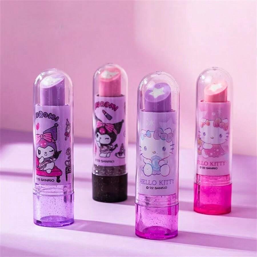 Sanrio 1PC Styl Losowy Obraz Rodziny Sanrio Gumka Do Szminki Kreatywna Kreskówka Dziecięca Gumka Bez Zanieczyszczeń