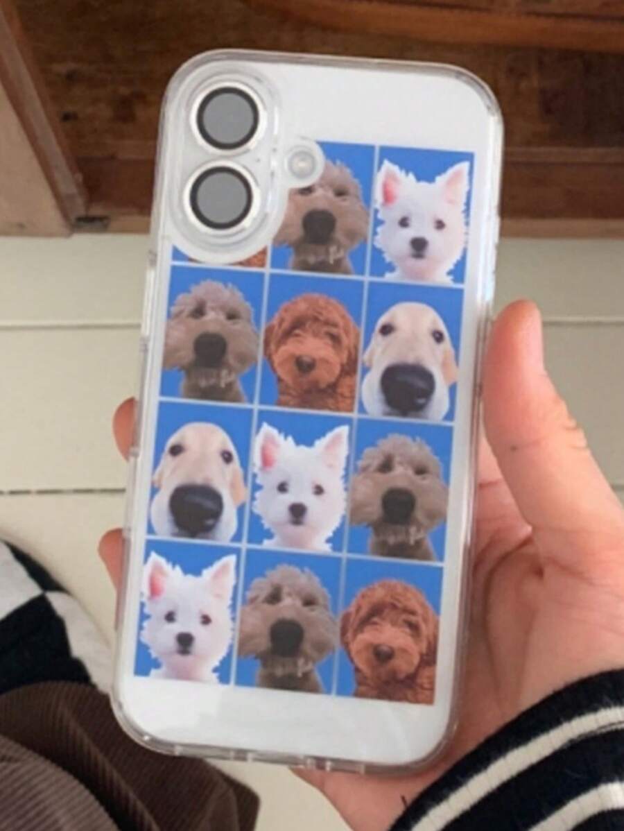 1 pieza Funda de teléfono de silicona suave con diseño de perro de dibujos animados lindo para 16 15 14 13 12 11 Pro Max Plus, estilo coreano