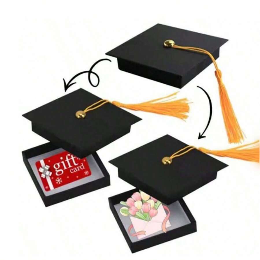1pc Graduation Cap Gift Box,Graduation Gift Box DIY Grad Cap BoxGraduation Jewelry Box With Yellow Tassel For Congrats Graduation Party Graduation Party Favors Decor Party Supplies