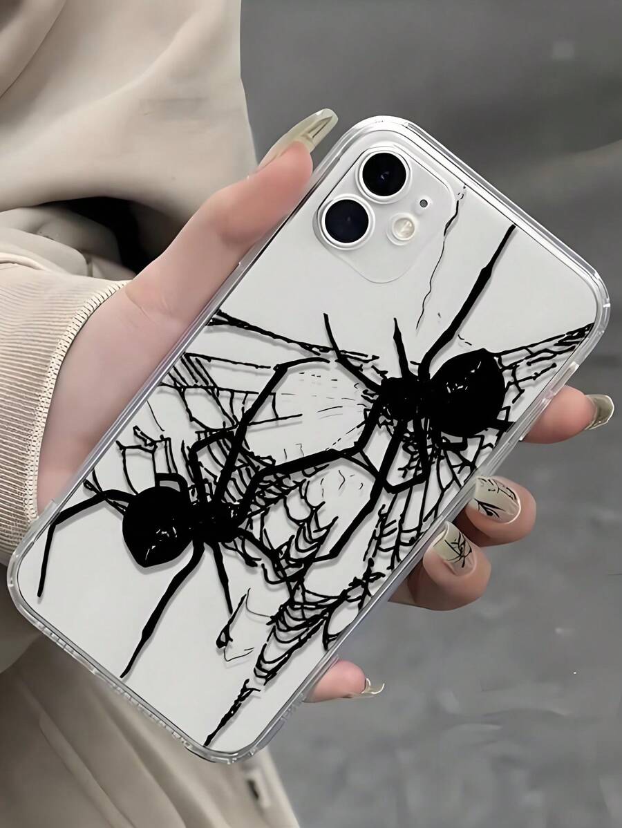 Black Big Spider Phone Case Compatible With Iphone, Honor, Redmi, Galaxy, Series - Perfect Gift For Christmas And Halloween For Girlfriends, Boyfriends, Friends, Or Self
