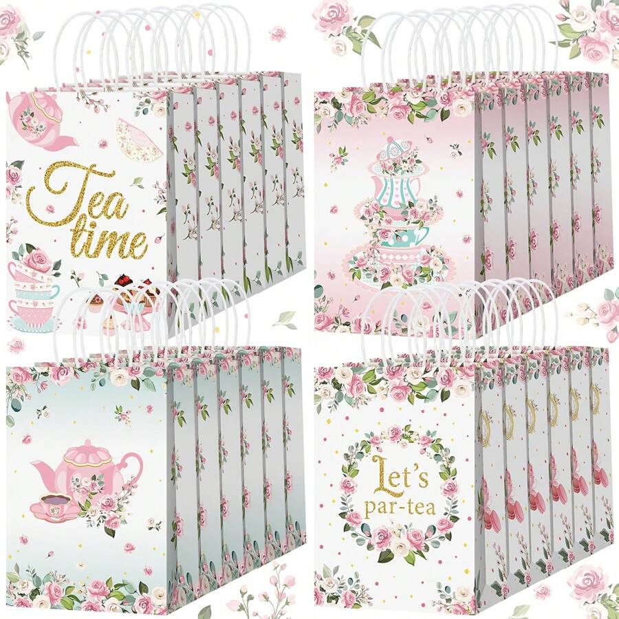 8pcs Tea Party Favor Bags Bulk Party Favor Bags Supplies Table Tea Party Decor For Birthday Wedding Favors