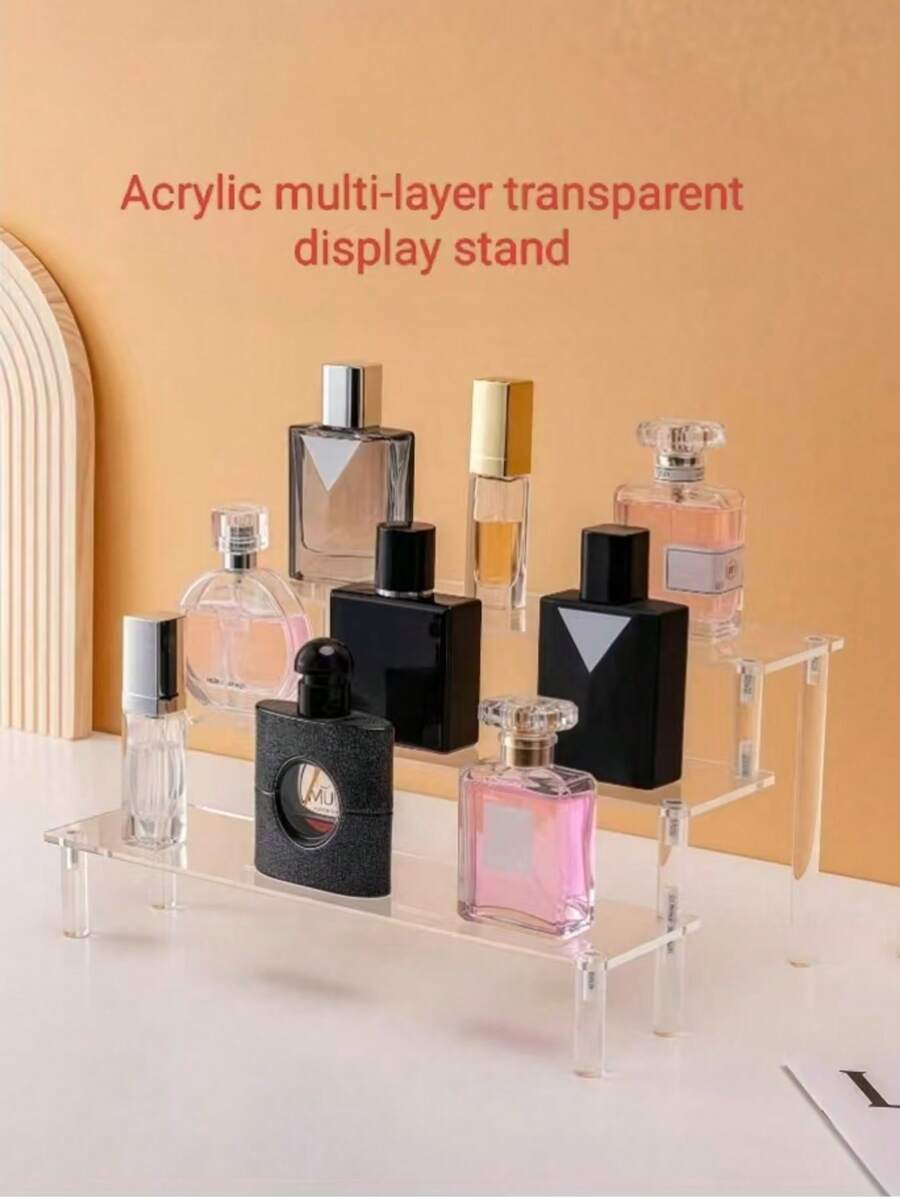 1 pieza- Organizador de cosméticos de acrílico, soporte de exhibición transparente de múltiples capas, apto para perfumes, productos de cuidado de la piel, cosméticos, baño, dormitorio, decoración del hogar, para vacaciones en la playa, colección de baño, colección de dormitorio, gran capacidad