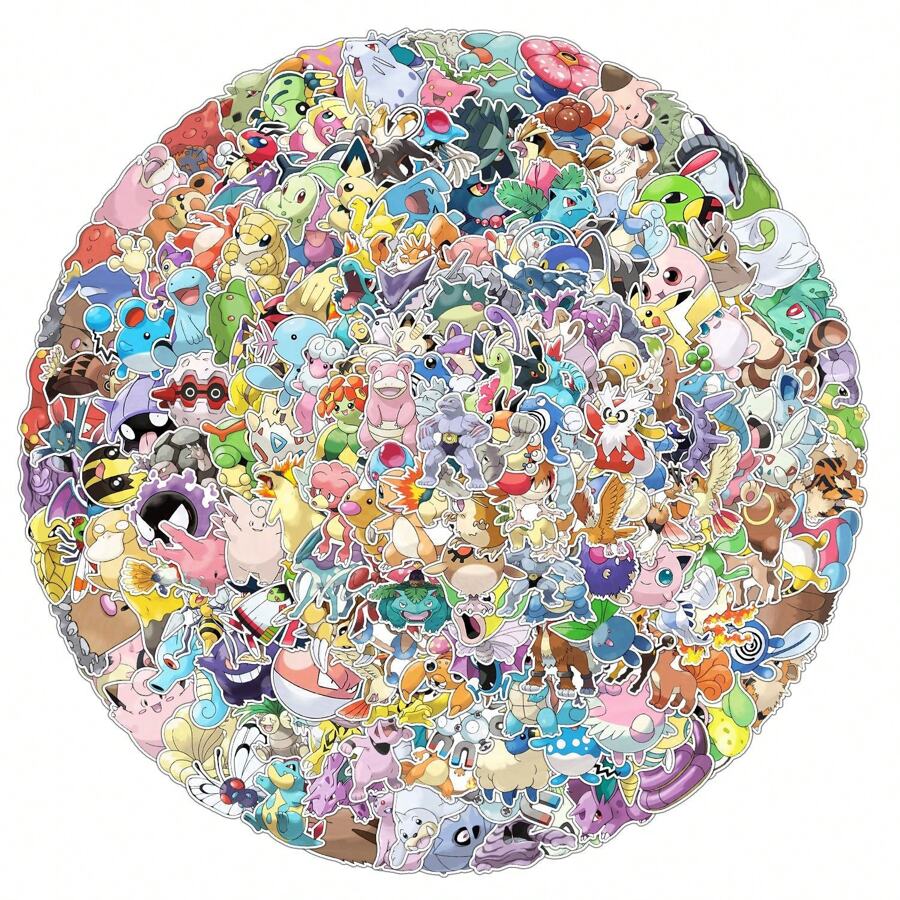 pokemon 200 szt. wodoodpornych naklejek z kreskówek Pokemon - uroczy prezent świąteczny - 200 stylów kawaii party favors, świąteczne wypełniacze skarpet, dekoracje urodzinowe