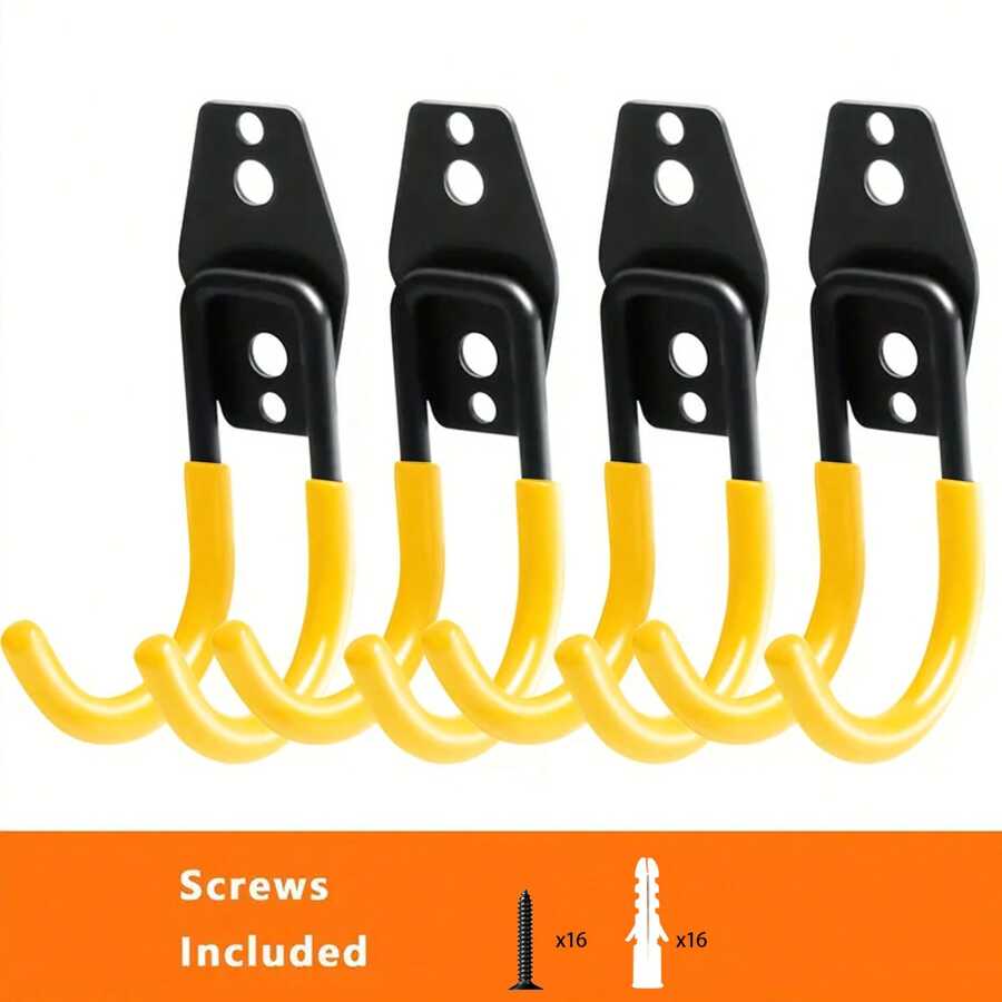 4 Packs Heavy Duty Garage Hooks, Steel Utility Wall Storage Hooks, Wall Mount Hanger Organizer For Ladders, Bikes, Tools,