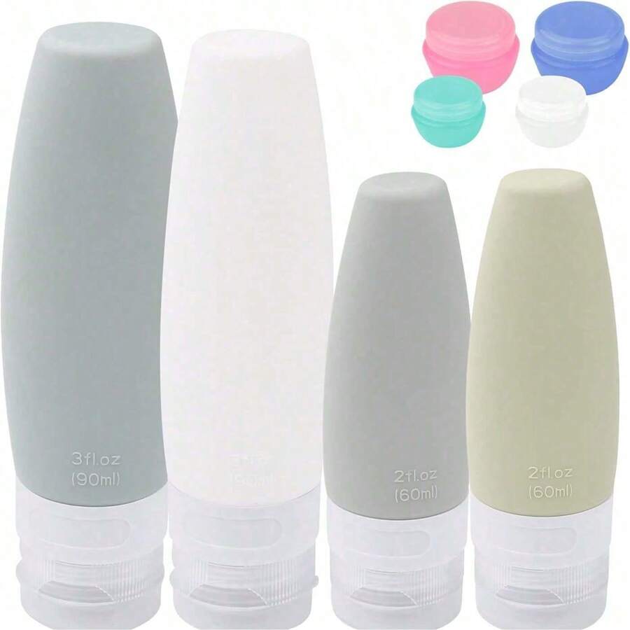 Travel Bottles Silicone,60ml 90ml Leakproof Refillable Travel Containers,8 Pieces Portable Makeup Liquid Tubes Travel Toiletries For Shampoo Lotion