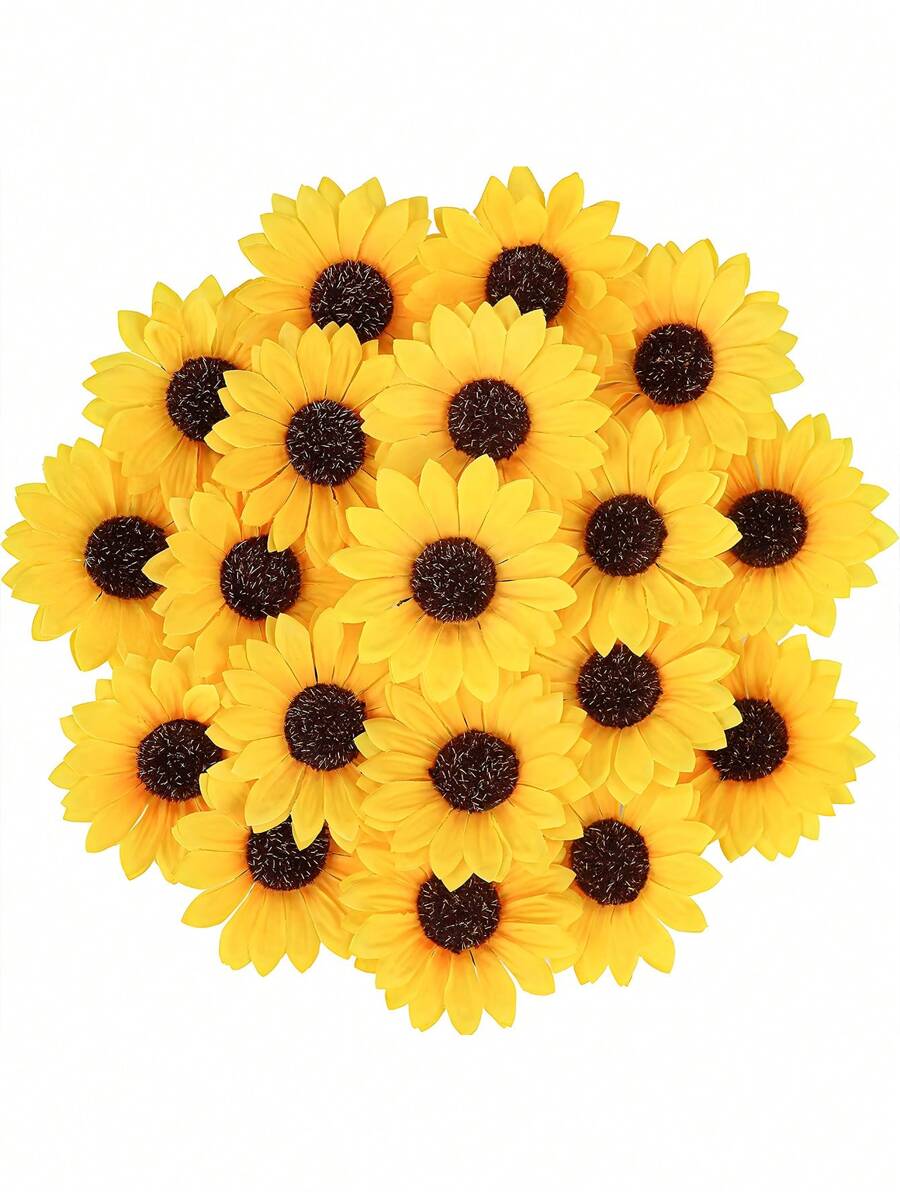 Mini Artificial Sunflower Head, Imitation Silk Sunflower Head For Handicrafts, Garden Style Wedding DIY Hand-Decorated Wedding Bouquet, Mother's Day Gift, Teacher Thank You Gift, Teacher Graduation Ceremony, Summer Home Improvement