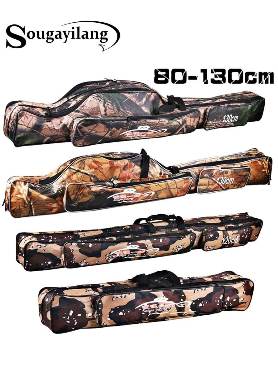 SOUGAYILANG Folding Fishing Rod Case Organizer Pole Storage Bag Rod Reel Tackle Carrier Fishing Rod Bag Fishing Case