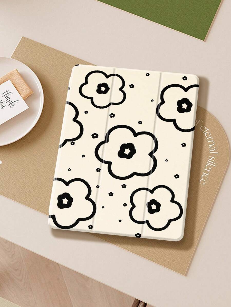 Etui ochronne na tablet z kwiatowym wzorem, kompatybilne z iPad Air 4/5 10,9", iPad 7/8/9 10,2", Tab S6 10,4", Tab A7 Lite 8,7", modne skórzane etui, odpowiednie na sezon szkolny, Walentynki, prezent noworoczny