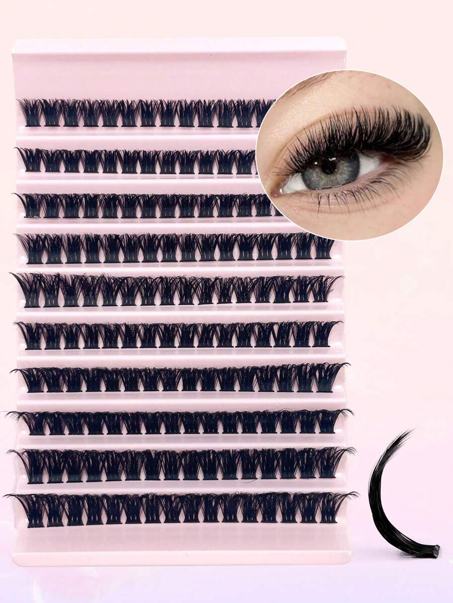 160 pièces de faux cils en touffe volumisante et bouclée 100D de 8 à 17 mm en mélange. Extensions de cils individuelles DIY à la maison. Faux cils en touffe doux et effilés en emballage mixte.