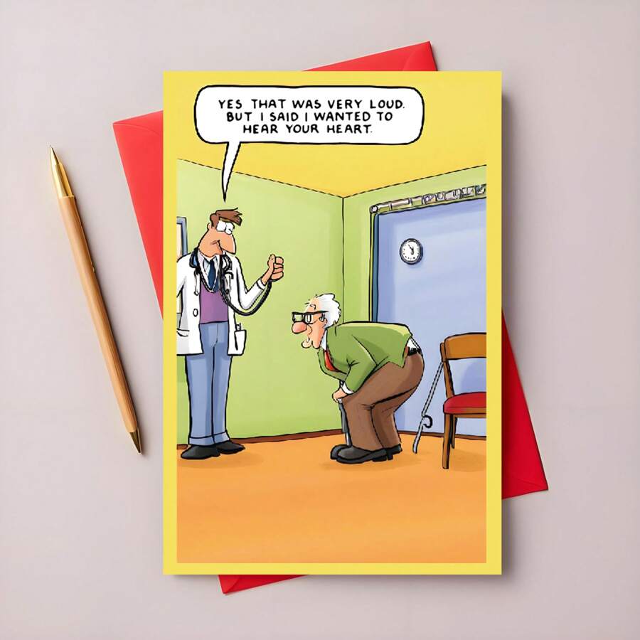A Humorous Doctor's Visit Cartoon Greeting - Customized Birthday Cards For Family, Friends, And Colleagues - Unique Cartoon Style Stationery Celebration Gifts Graduation