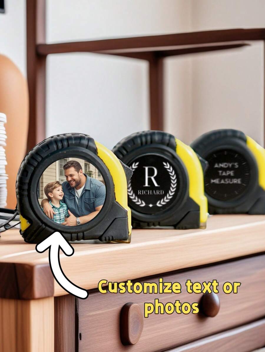 Fita métrica de acrílico personalizada de 5 m com foto e texto impressos, presente faça você mesmo para o Dia dos Pais para pai e avô, volta às aulas, material escolar