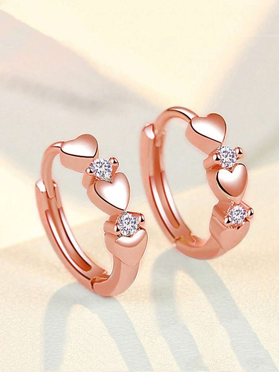 1 par de elegantes pendientes de aro con circonita cúbica para mujer, para el día de San Valentín y bodas, joyería