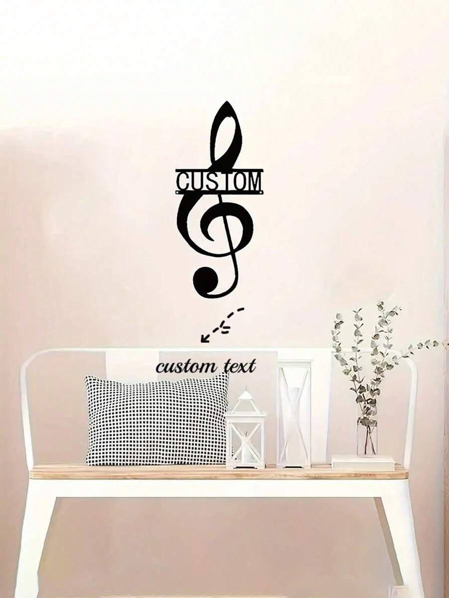 A Piece Of Wrought Iron Customizable Metal Note Wall Decor Art Logo Personalized Name Treble Clef Design Bedroom Studio Kitchen Indoor And Outdoor Art Home Decor No Electricity Multifunctional Wall Hangings Perfect For Christmas Halloween Easter Thanksgiving Gifts Birthday Graduation