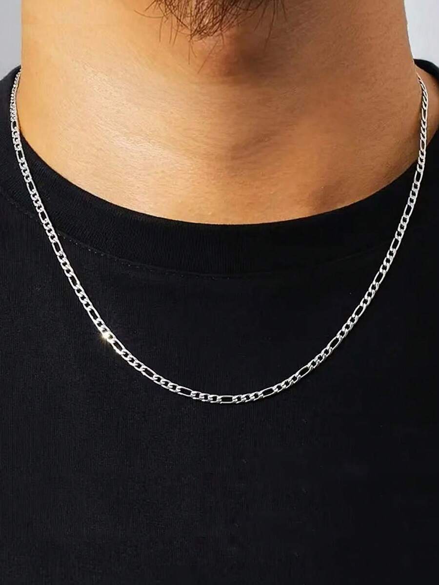 1pc Fashionable Hip-Hop Stainless Steel Flat Necklace Chain, Personalized Necklace Suitable For Men's Daily Wear