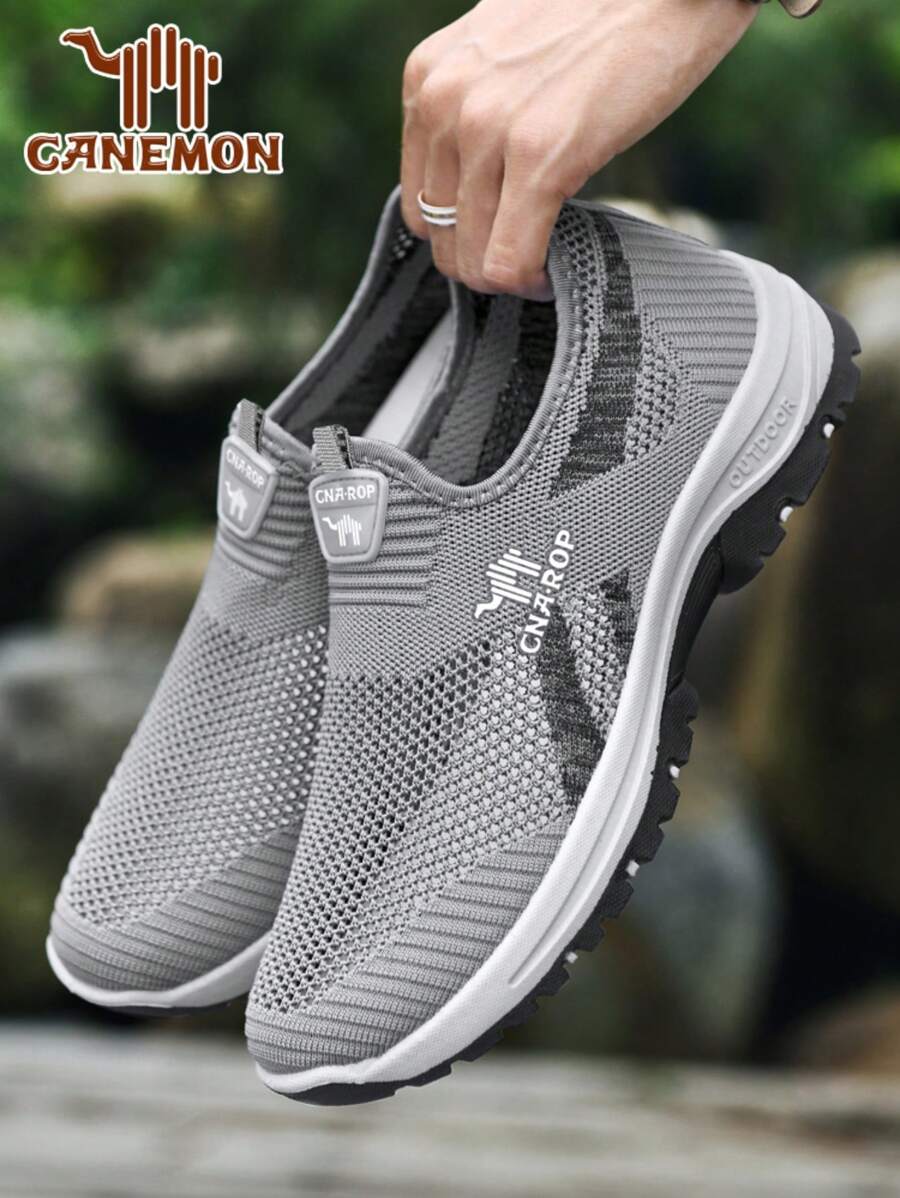 Herren Anti-Rutsch weiche Sohle Lässig Sportschuhe, atmungsaktive Mesh runde Zehenform Slip-On Walkingschuhe