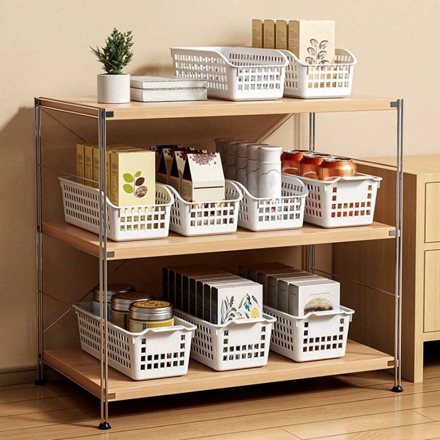 Cesta organizadora para almacenamiento de bocadillos y artículos varios, cesta de organización de juguetes, soporte para el hogar/gabinete/escritorio