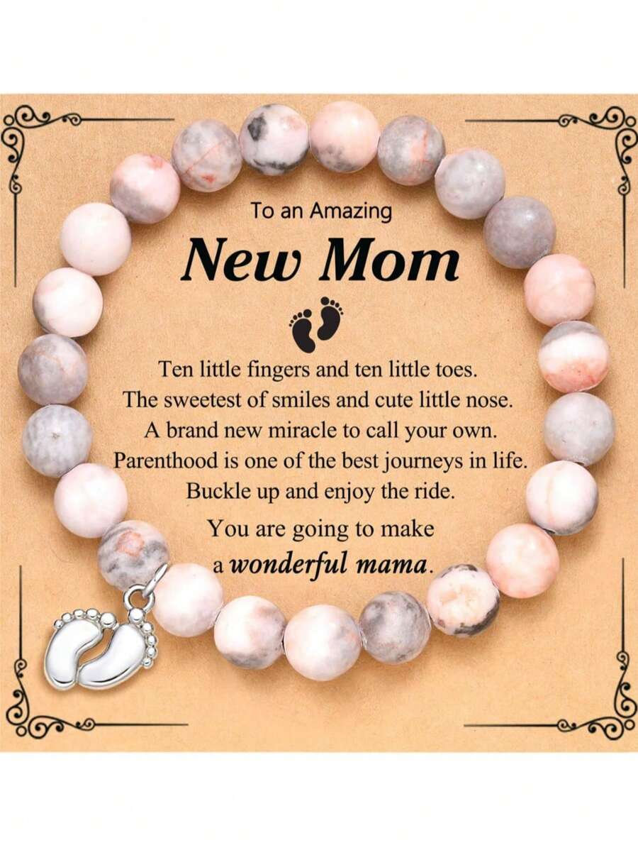 WholeNight Pulsera ajustable con colgante con huella de bebé para futuras mamás, regalo de joyería de moda para el embarazo, madres, San Valentín, Día de la Madre, todo el año, regalo de baby shower, Pascua, para niñas/niños