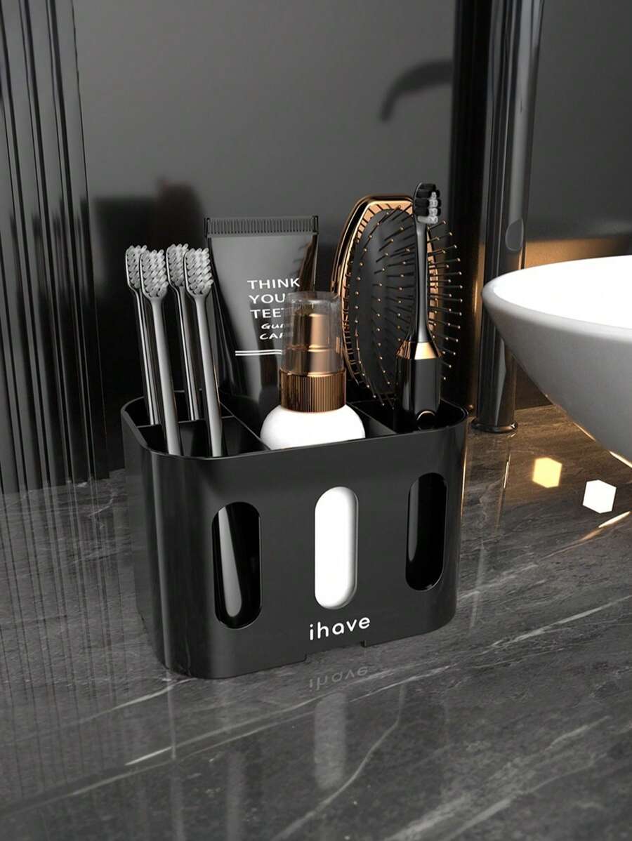 Support de brosse à dents électrique avec 5 fentes et 2 trous, organisateur de salle de bain, support de brosse à dents pour plan de travail, décoration de salle de bain, décoration d'automne, retour à l'école